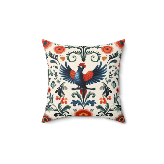 Glück: Pennsylvania Dutch Distelfink Inspired Throw Pillow