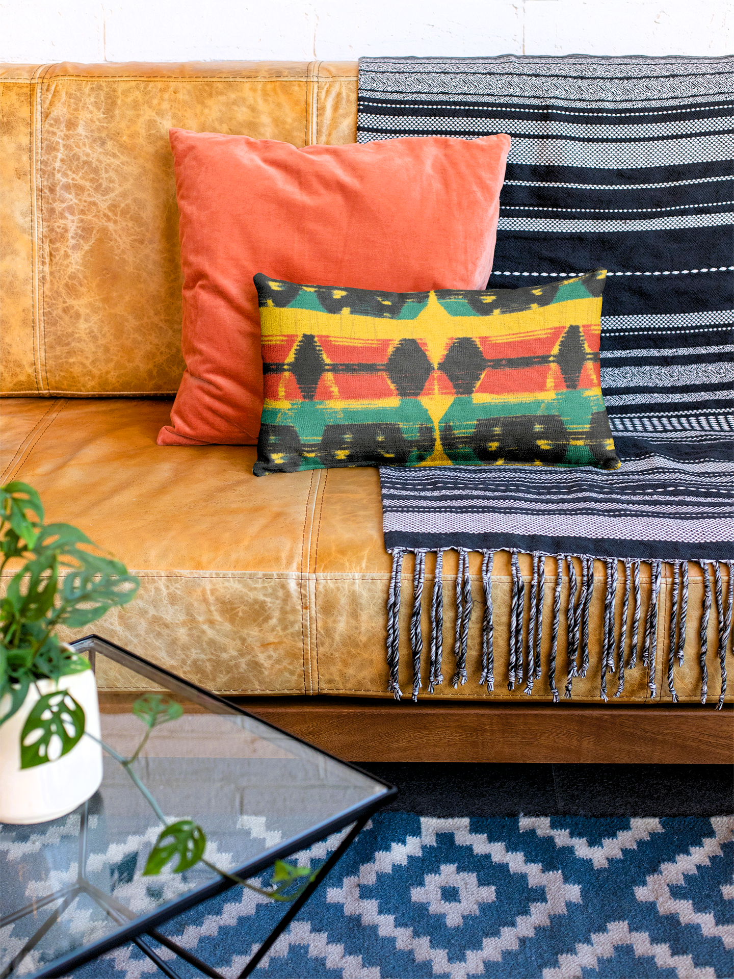 Ashanti: Ghana Kente Inspired Throw Pillow