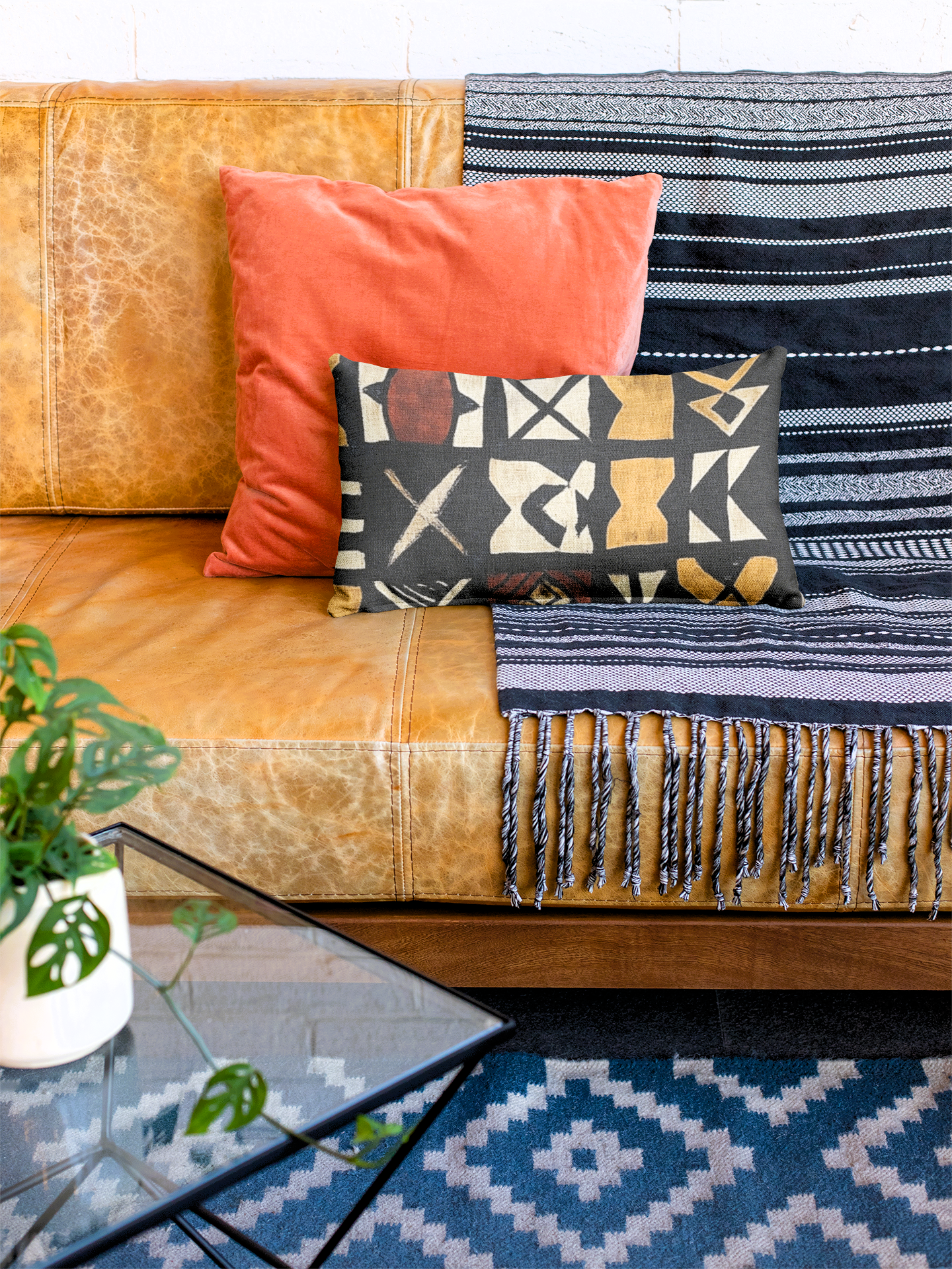 Bambara: Malian Mud Cloth Inspired Throw Pillow